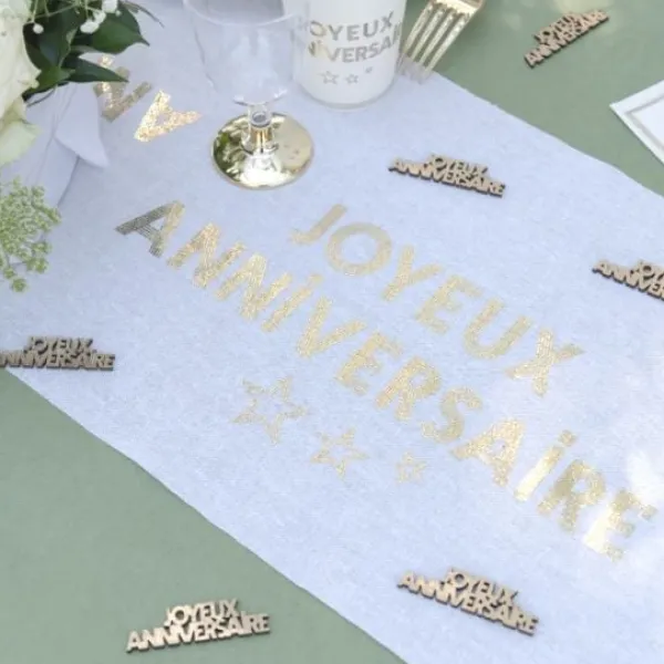Outlet Chemin De Table Joyeux Anniversaire Or 28 Cm X 3 M Tres Theme Joyeux Anniversaire