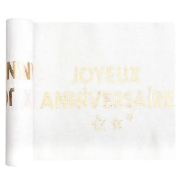 Outlet Chemin De Table Joyeux Anniversaire Or 28 Cm X 3 M Tres Theme Joyeux Anniversaire