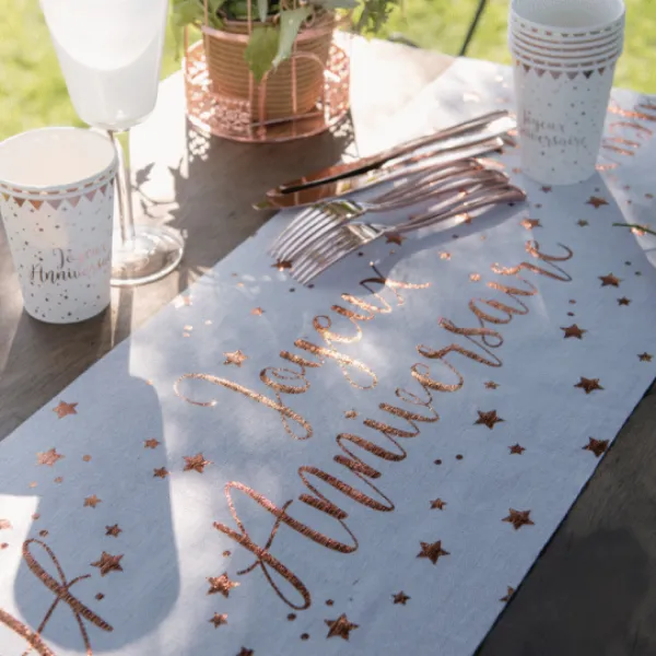 Chemin De Table Joyeux Anniversaire Rose Gold Theme Joyeux Anniversaire