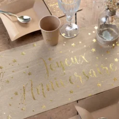 Outlet Chemin De Table Joyeux Anniversaire Kraft 28Cm X 3 M Tres Theme Joyeux Anniversaire