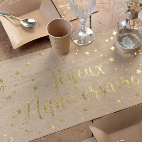 Outlet Chemin De Table Joyeux Anniversaire Kraft 28Cm X 3 M Tres Theme Joyeux Anniversaire