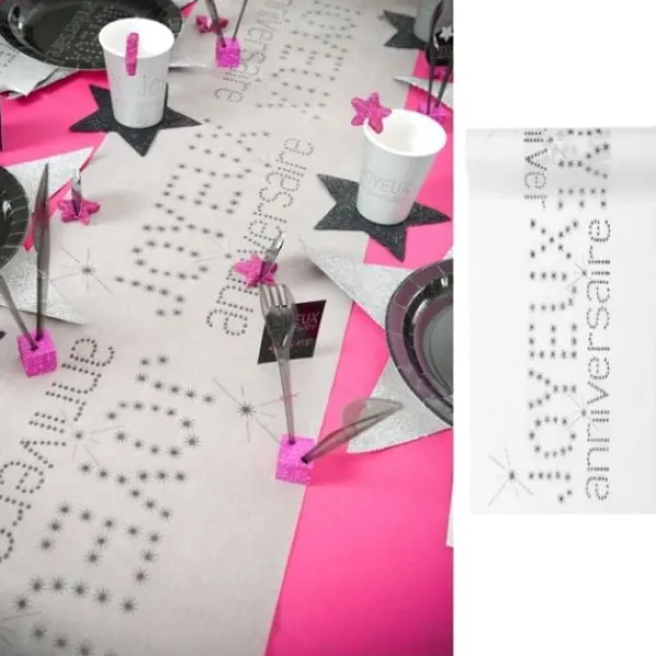 Hot Chemin De Table Joyeux Anniversaire Blanc Theme Joyeux Anniversaire