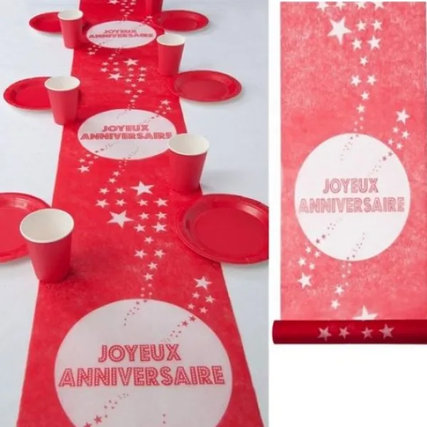 Hot Chemin De Table Joyeux Anniversaire Rouge Theme Joyeux Anniversaire