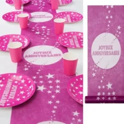 Discount Chemin De Table Joyeux Anniversaire Fuchsia Theme Joyeux Anniversaire