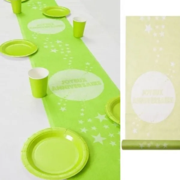 Outlet Chemin De Table Joyeux Anniversaire Vert Anis Theme Joyeux Anniversaire