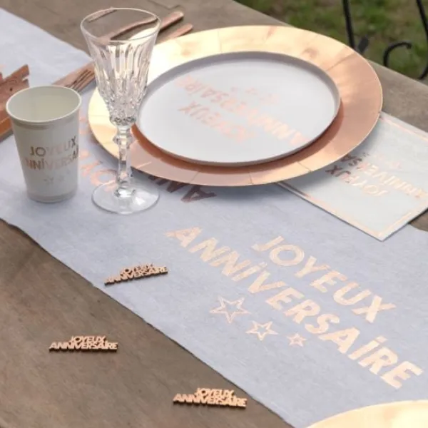 New Chemin De Table Joyeux Anniversaire Rose Gold 28 Cm X 3 M Tres Theme Joyeux Anniversaire