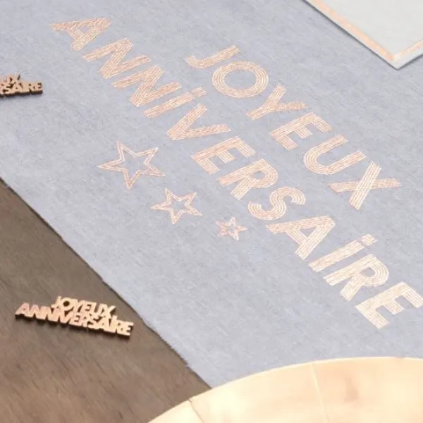 New Chemin De Table Joyeux Anniversaire Rose Gold 28 Cm X 3 M Tres Theme Joyeux Anniversaire