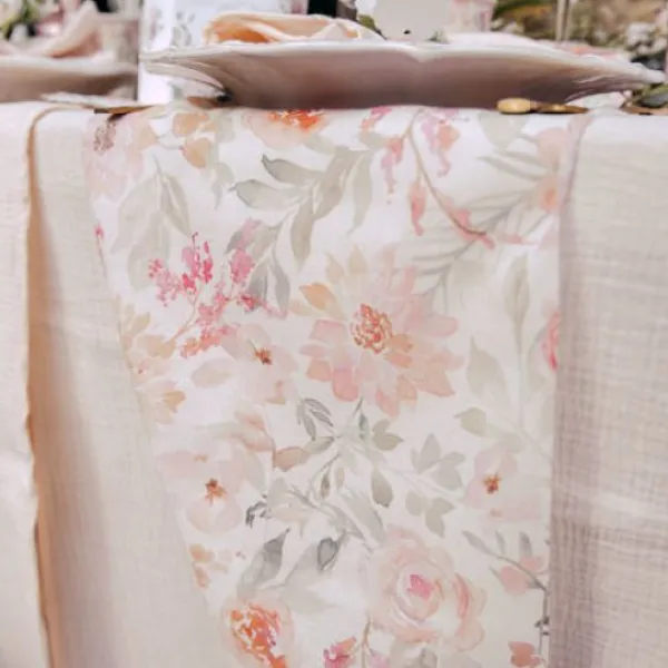 Online Chemin De Table Mousseline Blanc Et Pastel Theme Deco Pastel