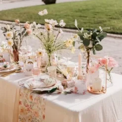 Online Chemin De Table Mousseline Blanc Et Pastel Theme Deco Pastel