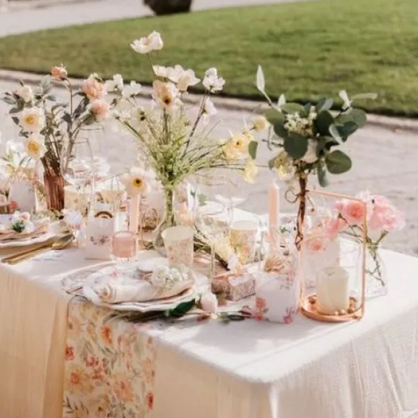 Online Chemin De Table Mousseline Blanc Et Pastel Theme Deco Pastel