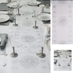 New Chemin De Table Oriental Argent Theme Eid Mubarak & Ramadan
