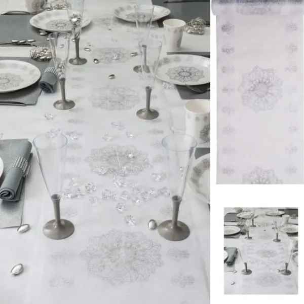 New Chemin De Table Oriental Argent Theme Eid Mubarak & Ramadan