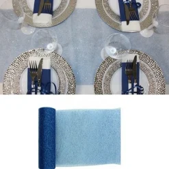 Badaboum Chemin De Table Paillet Bleu Marine Clearance