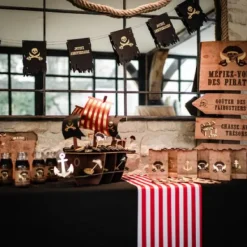 Online Chemin De Table Tissu Pirate Rouge Et Blanc Theme Bapteme