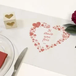 Badaboum Chemin De Table Toile De Lin Ave Coeurs