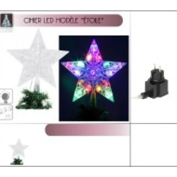 Badaboum Cimier De Sapin Lumineux Forme Etoile 20 Led Multicolores Clearance