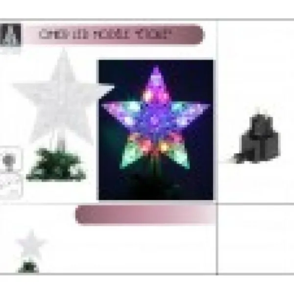 Badaboum Cimier De Sapin Lumineux Forme Etoile 20 Led Multicolores Clearance
