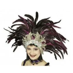 Badaboum Coiffe Br Silienne Rio Argent Plumes Magenta