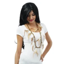 Badaboum Collier Indien Brun Perles Et Plumes