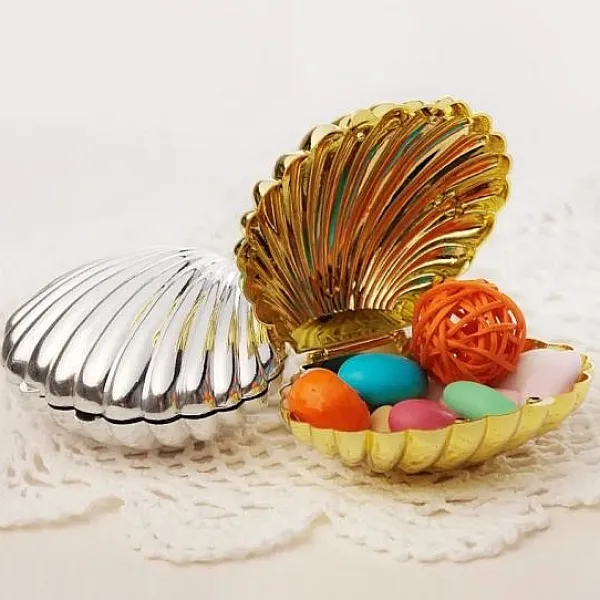 Badaboum Contenant Dragees Pas Cher Coquillage Argent New