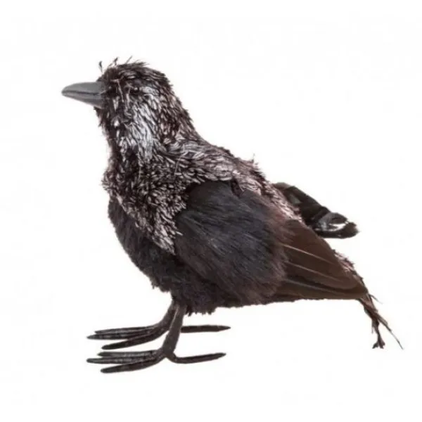 Badaboum Corbeau Plumes Noir Argent 25 X 11 X 19 Cm