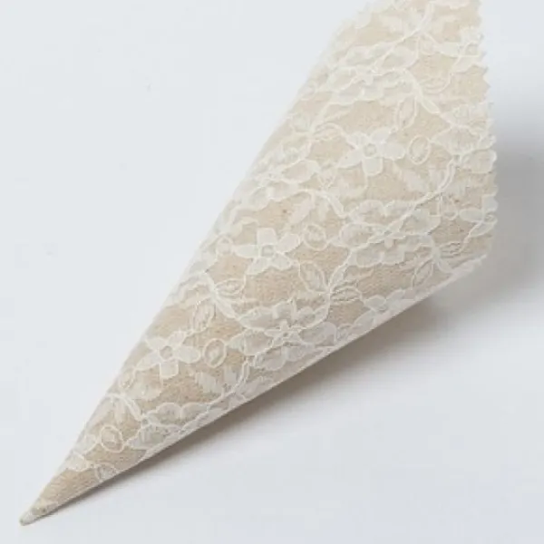 Cornet A Dragees En Jute Dentelle X 5 Pi Ces Theme Dentelle