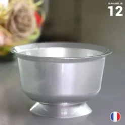 Discount Coupe Dessert Plastique R Utilisable Argent X 12 Pi Ces Theme Eco-Responsable
