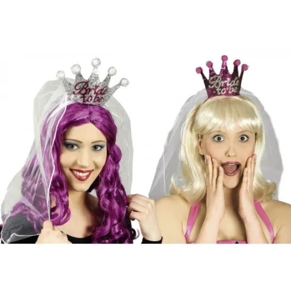 Badaboum Couronne Avec Voile De Mari E Argent Et Fuchsia