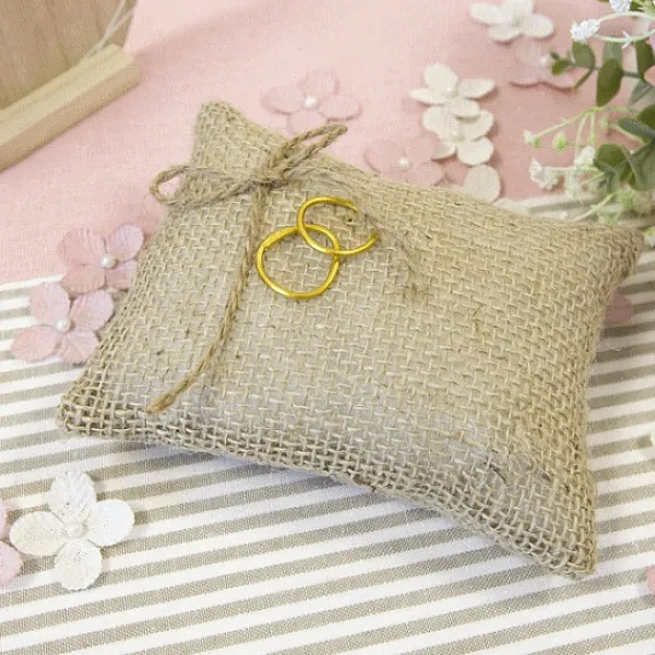 Badaboum Coussin Porte Alliance En Jute Avec Lien Hot