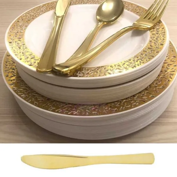 Badaboum Couteau Or Plastique Inox X 30 Pi Ces