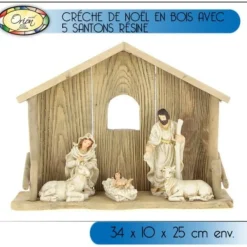 Badaboum Creche De Noel En Bois Avec 5 Santons R Sine Outlet