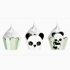 Online Cupcake Wrappers Baby Panda Vert Pastel X6Pcs Theme D Co Baby Shower