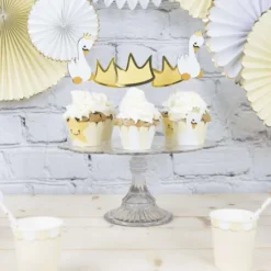 Sale Cupcake Wrappers Baby Swan Jaune Pastel X6Pcs Theme D Co Baby Shower