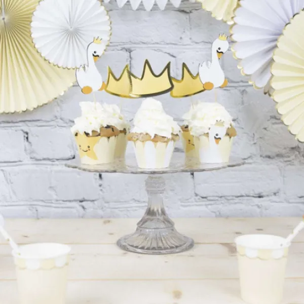 Sale Cupcake Wrappers Baby Swan Jaune Pastel X6Pcs Theme D Co Baby Shower