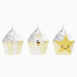 Sale Cupcake Wrappers Baby Swan Jaune Pastel X6Pcs Theme D Co Baby Shower