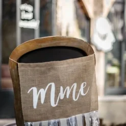 Clearance Dos De Chaise Mr Mme En Jute Et Frange Dentelle X 2 Pi Ces Theme Dentelle