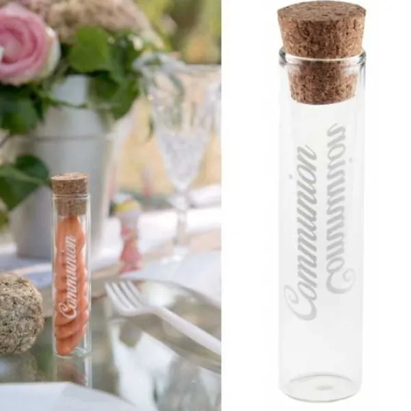 New Eprouvette A Dragees Communion En Verre 10Cm Theme Communion