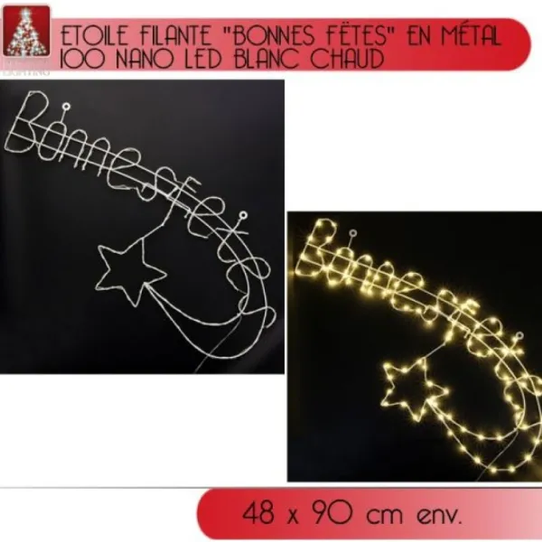 Badaboum Etoile Filante Lumineuse Bonnes Fetes 100 Led Nano Blanc Chaud