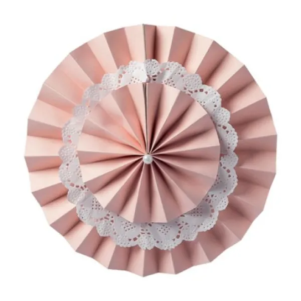 Online Eventail Dentelle Double Rose 26Cm Theme Dentelle