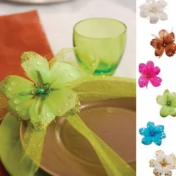 Badaboum Fleurs Plumes Avec Paillettes Sur Pince X 4 Pi Ces Outlet