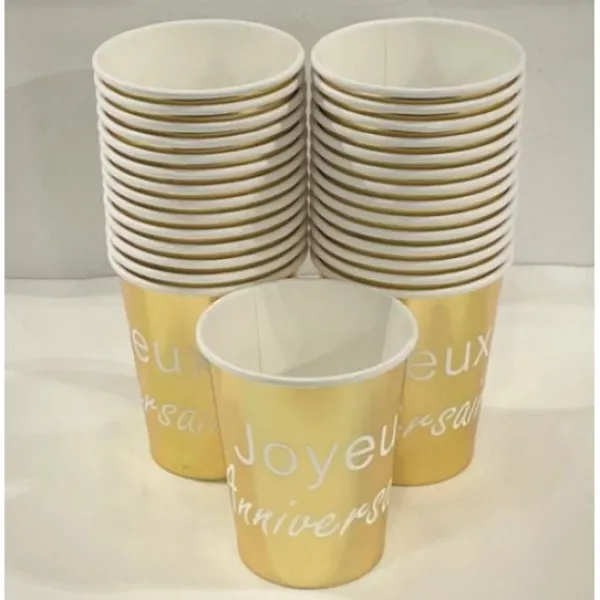 Hot Gobelet Carton Dor E Theme Joyeux Anniversaire X 10 Pi Ces Theme Cinema