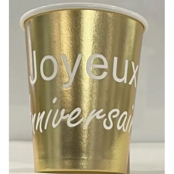 Hot Gobelet Carton Dor E Theme Joyeux Anniversaire X 10 Pi Ces Theme Cinema