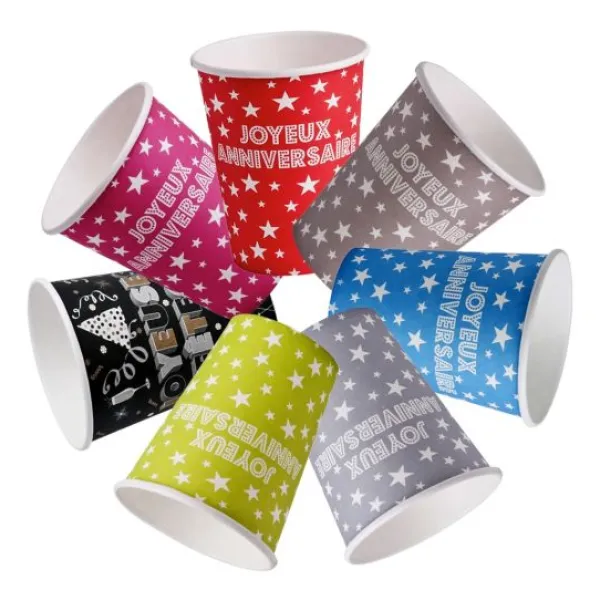 New Gobelet Carton Joyeux Anniversaire Vert Anis X 10 Pi Ces Theme Joyeux Anniversaire