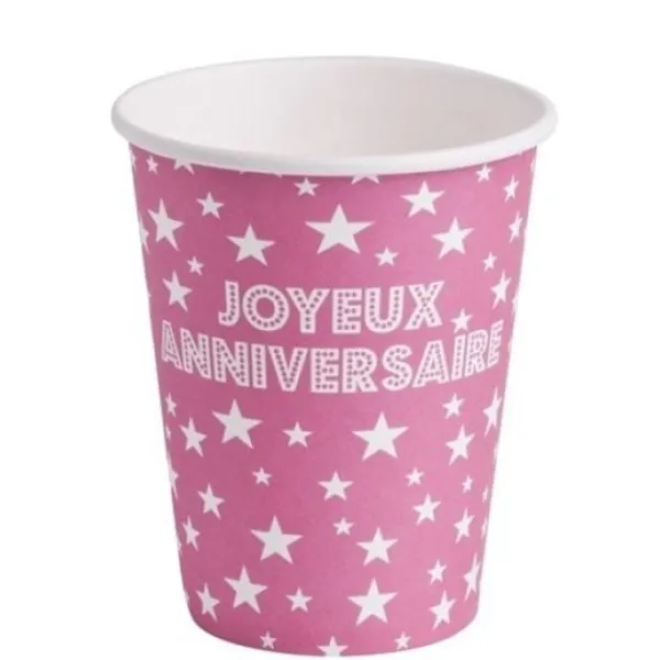 Sale Gobelet Carton Joyeux Anniversaire Fuchsia X 10 Pi Ces Theme Joyeux Anniversaire