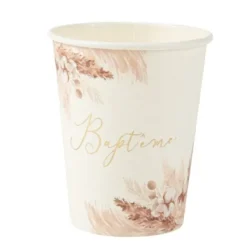 Gobelet En Carton Bapt Me Pampas Fleur De Coton X 8 Pi Ces Theme Bapteme