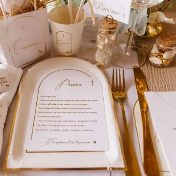 New Gobelet En Carton Communion Puret Blanc X 8 Theme Cinema