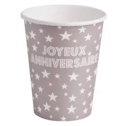 Gobelet En Carton Joyeux Anniversaire Taupe X 10 Pi Ces Theme Joyeux Anniversaire