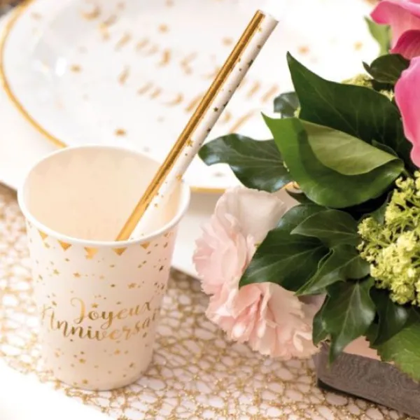 Discount Gobelet En Carton Joyeux Anniversaire Or X 10 Pi Ces Theme Cinema