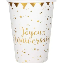 Discount Gobelet En Carton Joyeux Anniversaire Or X 10 Pi Ces Theme Cinema