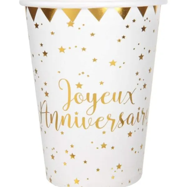 Discount Gobelet En Carton Joyeux Anniversaire Or X 10 Pi Ces Theme Cinema